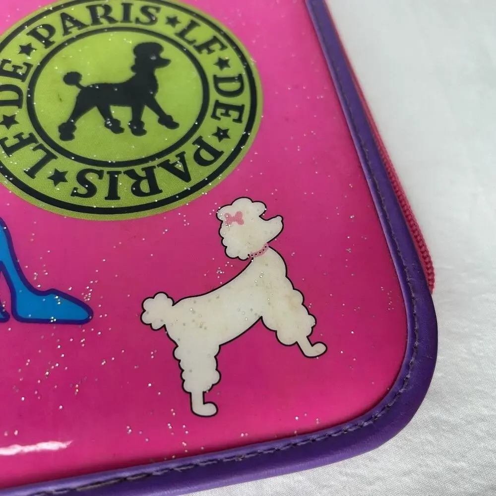 Rare Lisa Frank Glamour Paris Girl Poodles 3-Ring Zippered School Binder